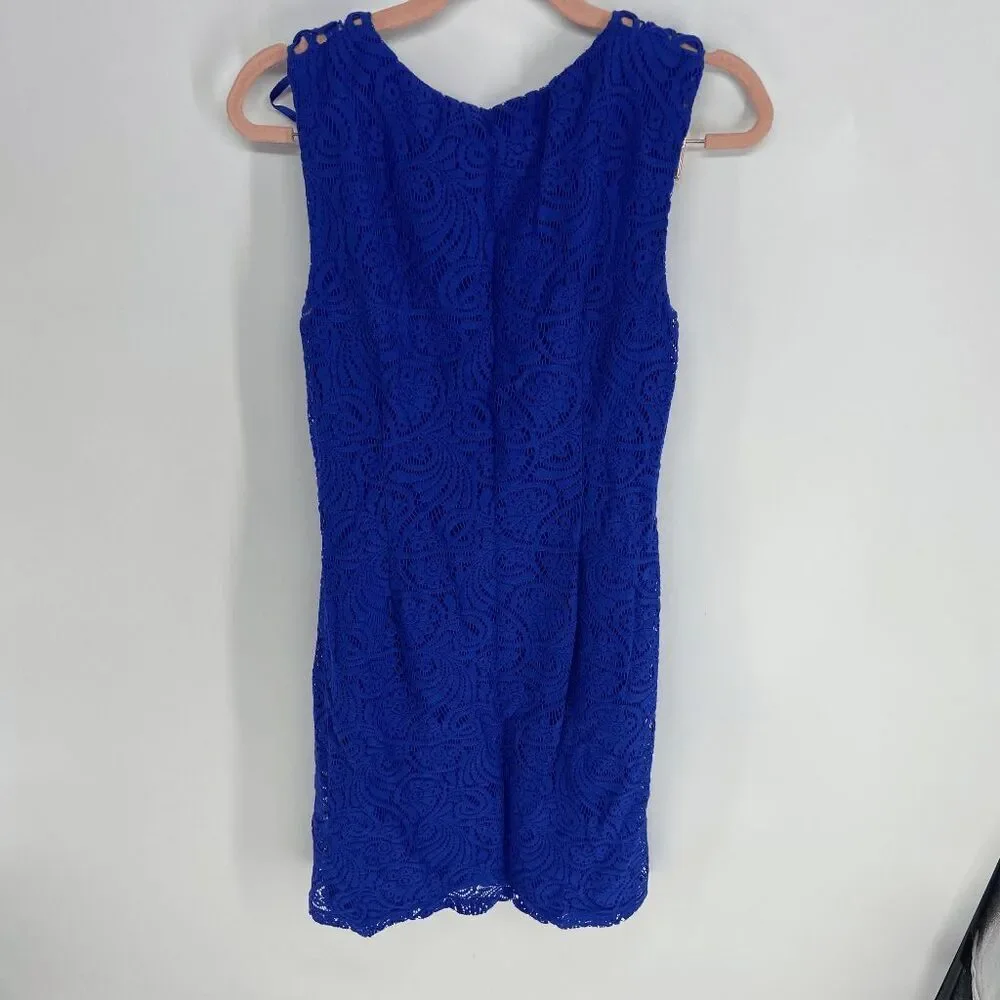 Eliza J womens royal blue preowned summer lace sleeveless shift dress 2